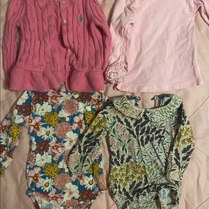 Bundle shirts: pink Polo button down, 2 ruffle butts shirts, pink shirt